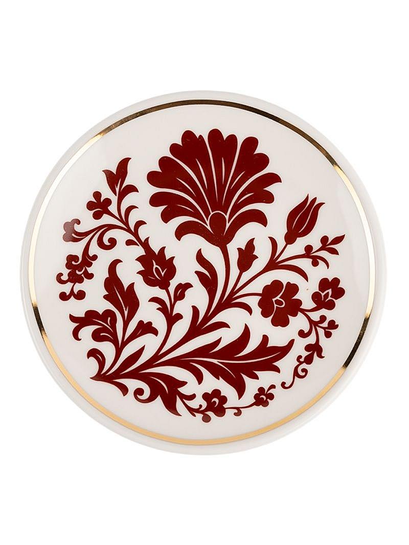 2’li Modern Çini Tabak-Bordo